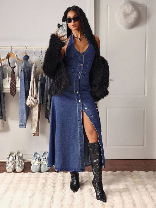 Coastal Denim Grace – High Rise Denim Jeans Front View – Glossia Fashion