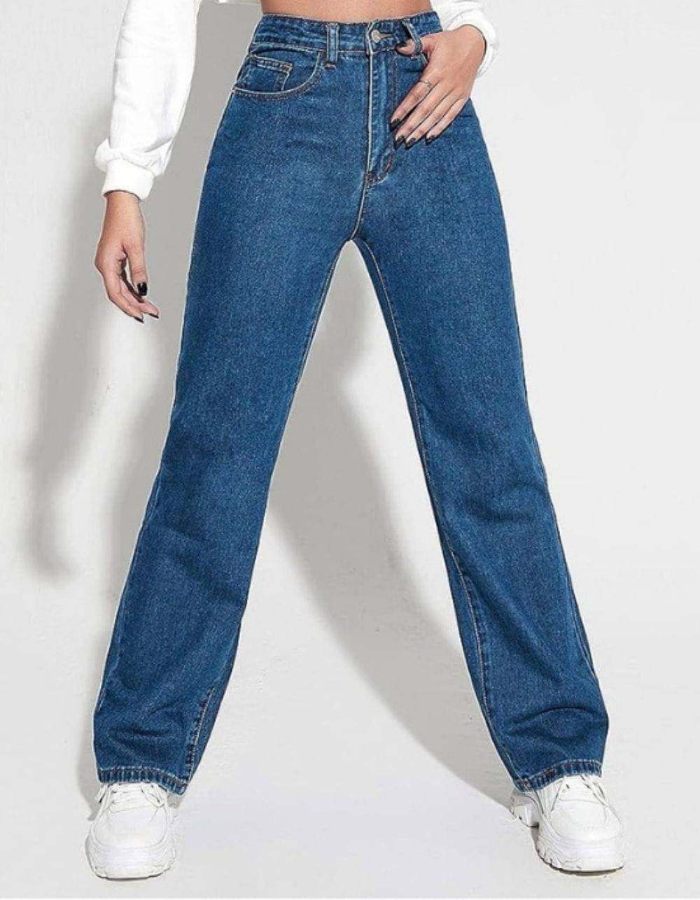 High Rise Harbor Stonewash Straight Leg Jeans - Glossia Fashion