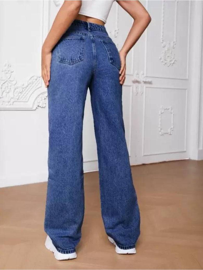 Stonewash Symphony Wide Leg Jeans - Glossia Fashion
