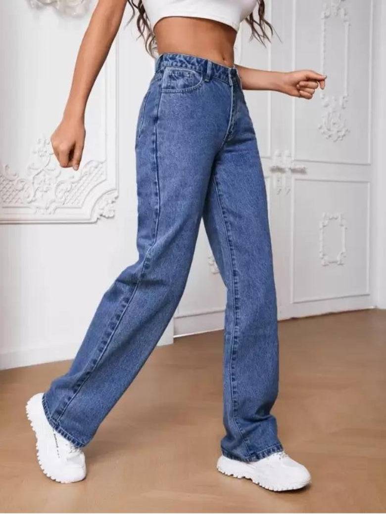 Stonewash Symphony Wide Leg Jeans - Glossia Fashion