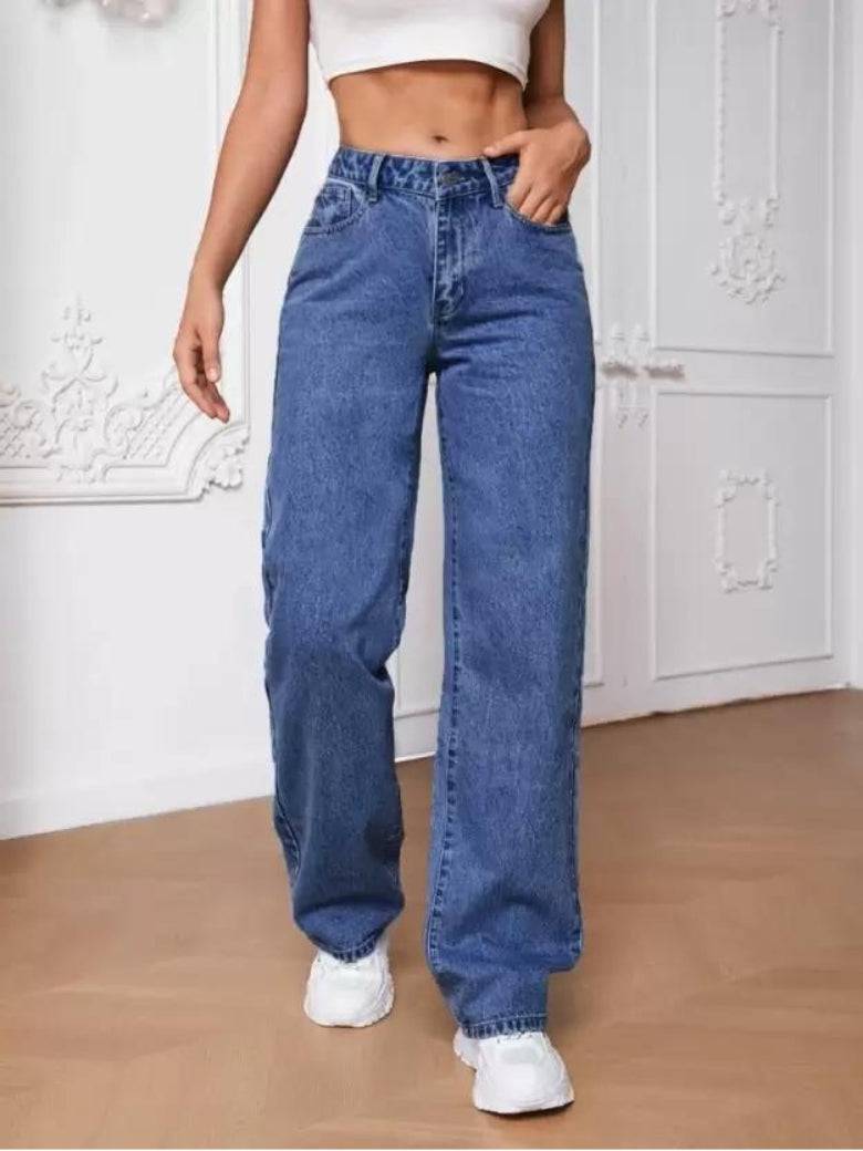 Stonewash Symphony Wide Leg Jeans - Glossia Fashion