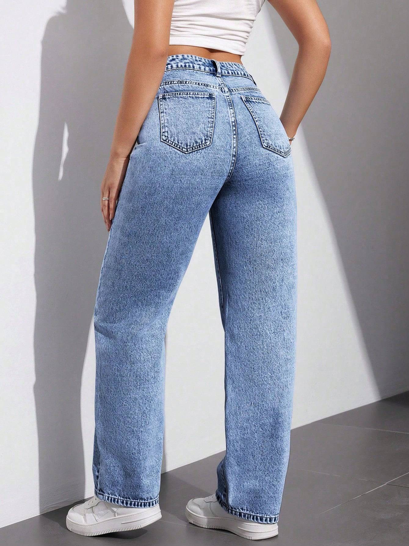 True Blue Stonewash Jeans - Glossia Fashion