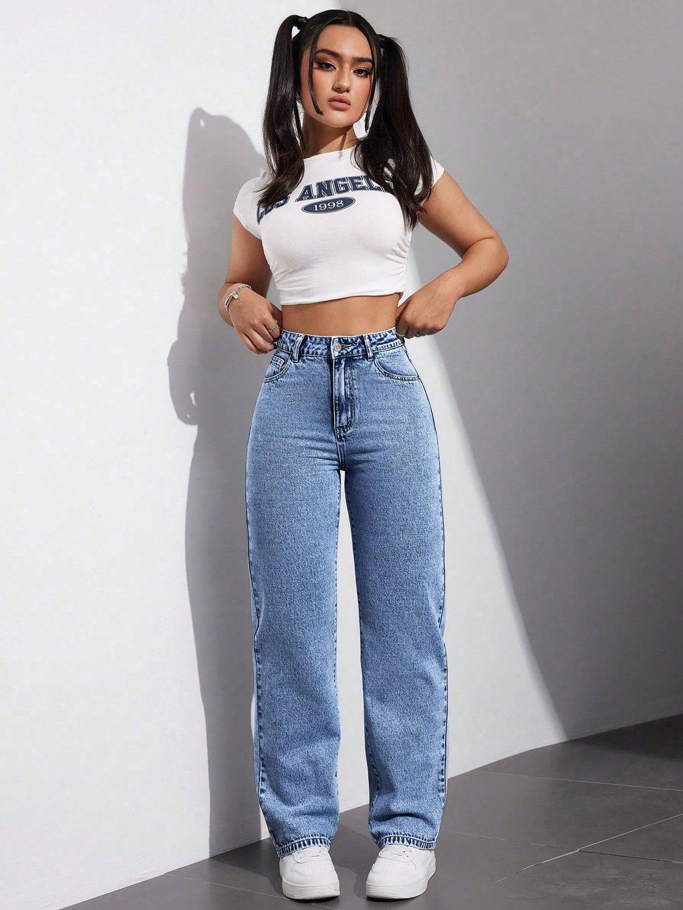 True Blue Stonewash Jeans - Glossia Fashion