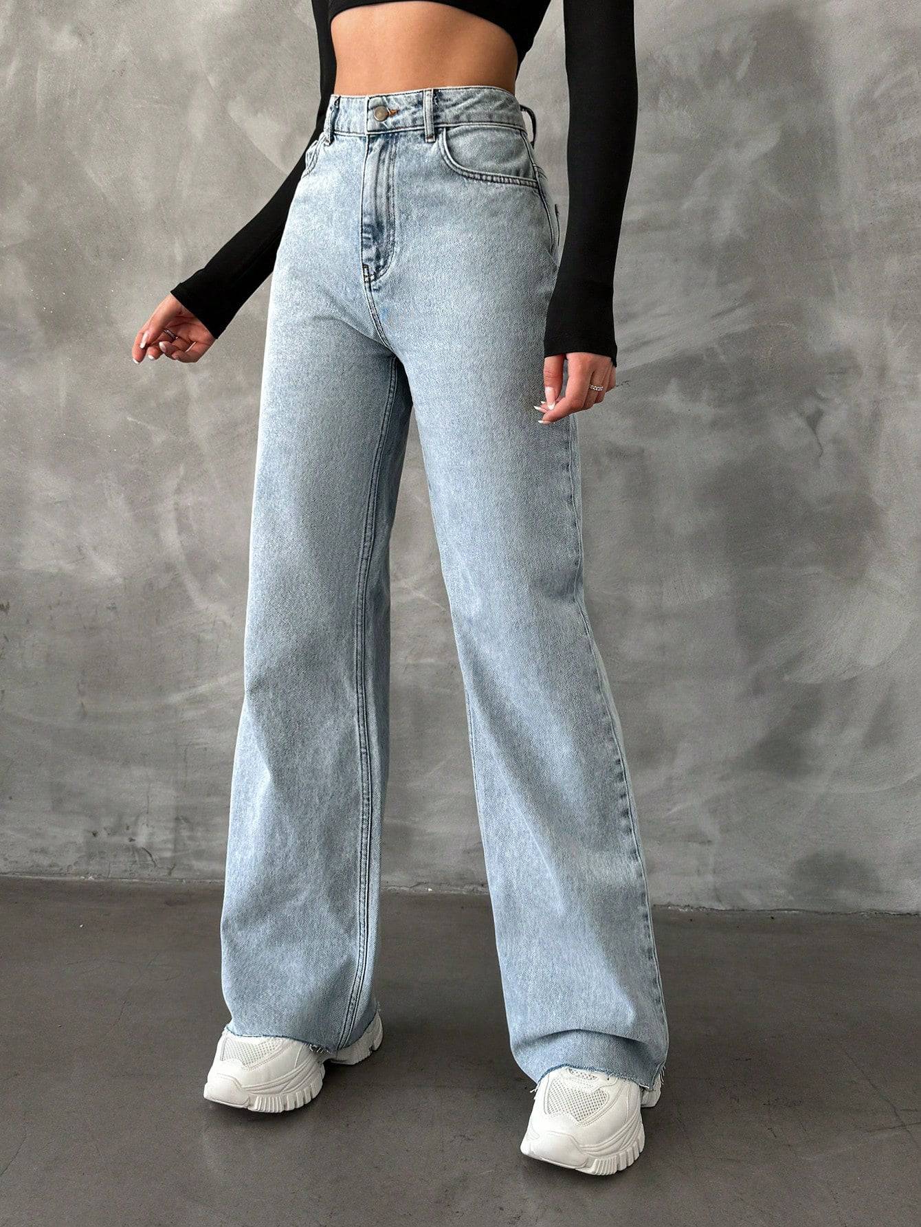 GlowUp Straight Fit High Rise Jeans - Glossia Fashion
