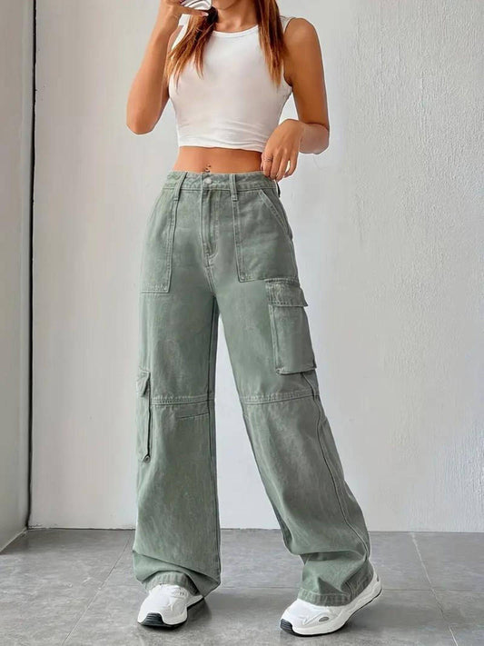 high rise wide leg straight fit loose jeans for women
