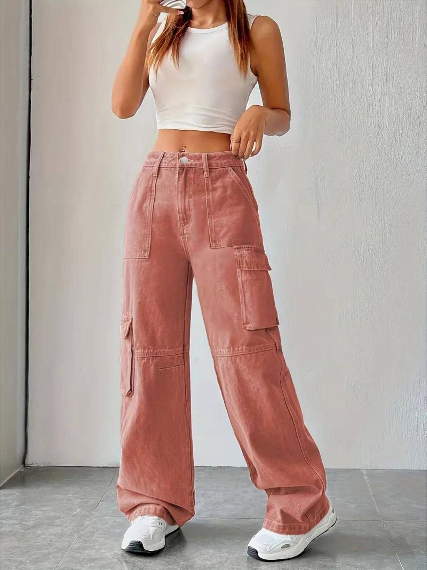 high rise wide leg straight fit loose jeans for women