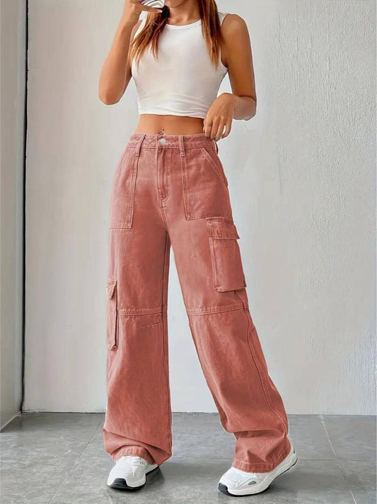 high rise wide leg straight fit loose jeans for women