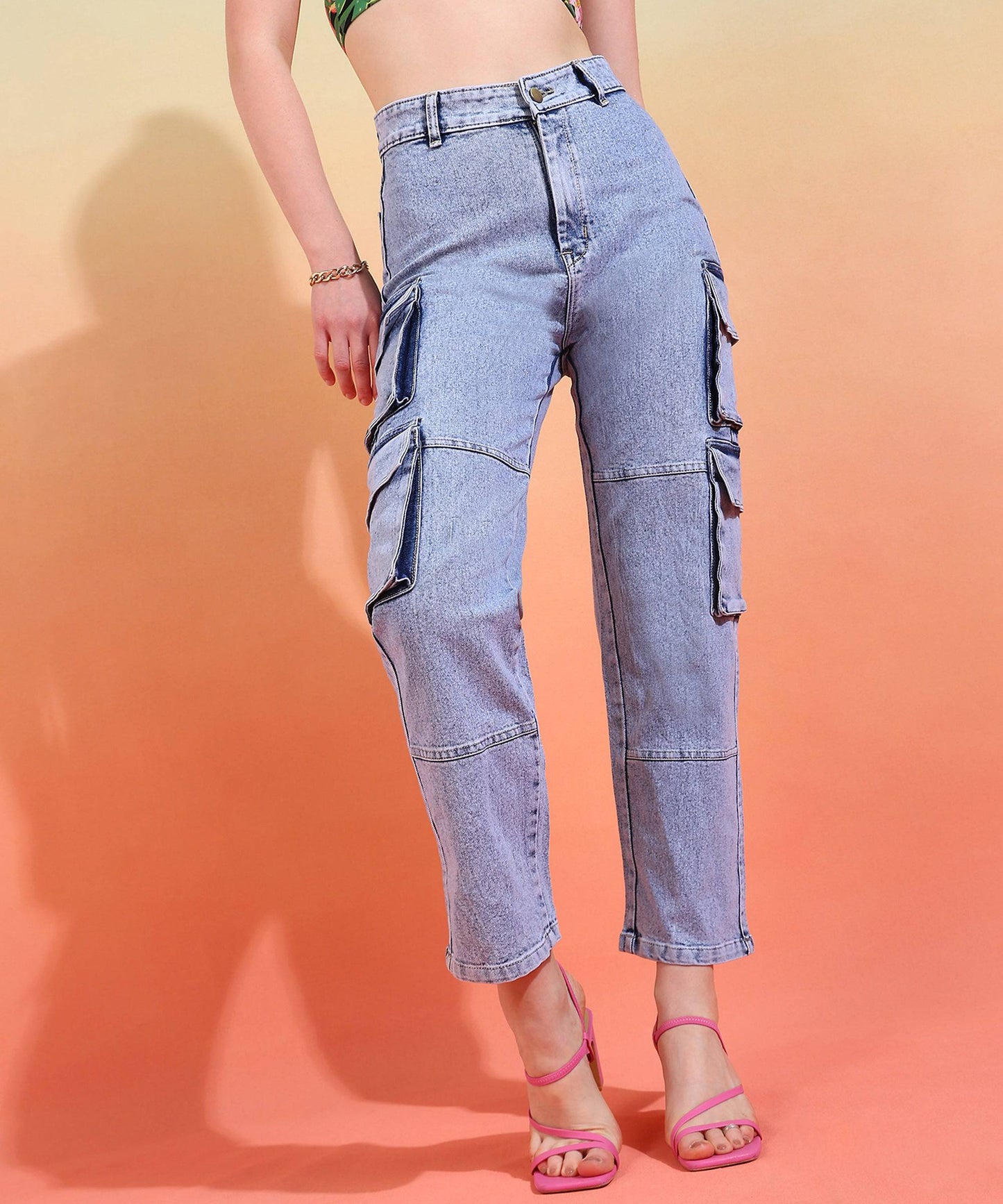 Cityscape Chic Cargo Jeans - Glossia Fashion