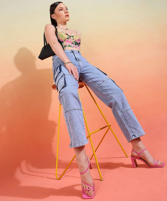 Cityscape Chic Cargo Jeans - Glossia Fashion