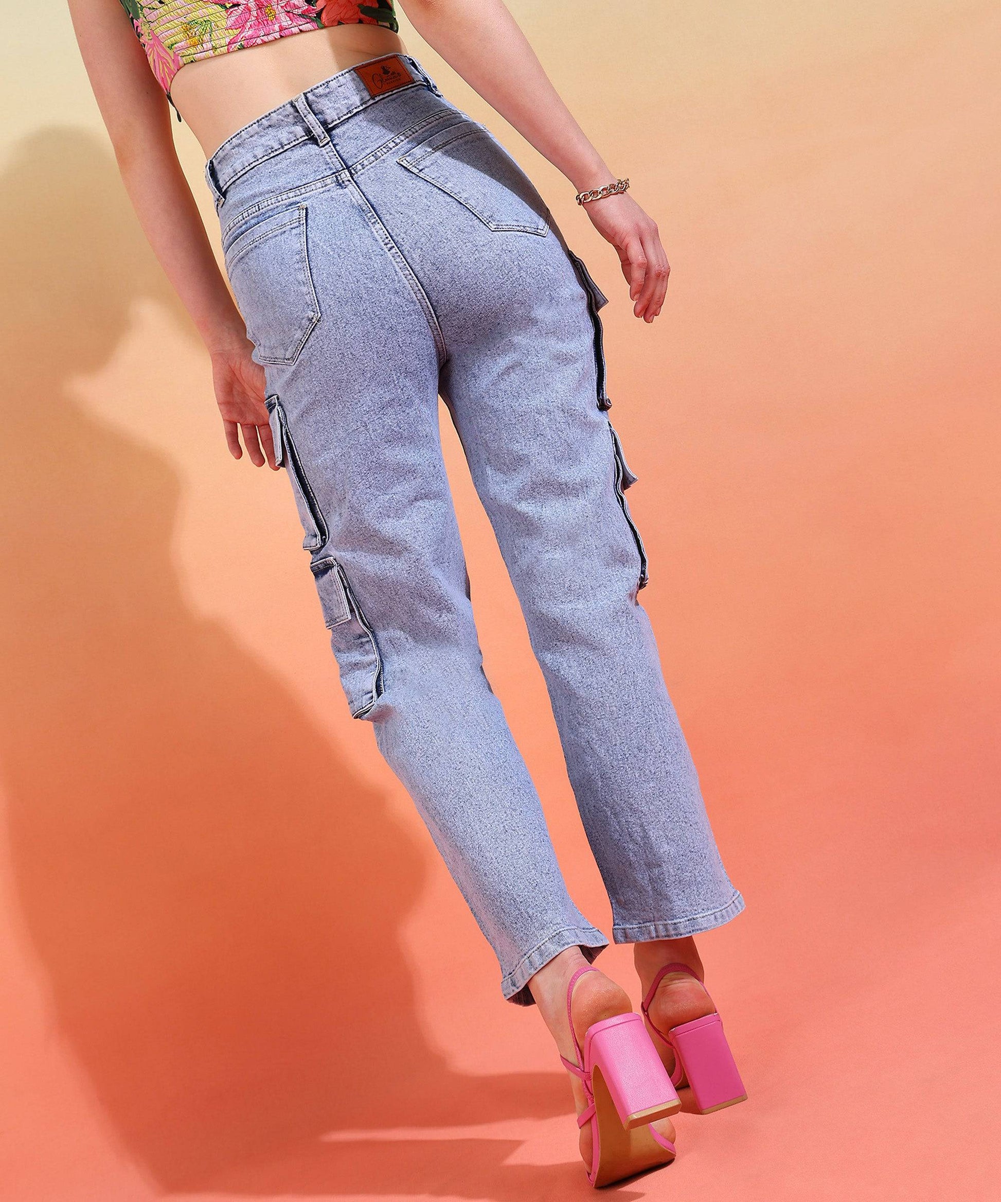 Cityscape Chic Cargo Jeans - Glossia Fashion