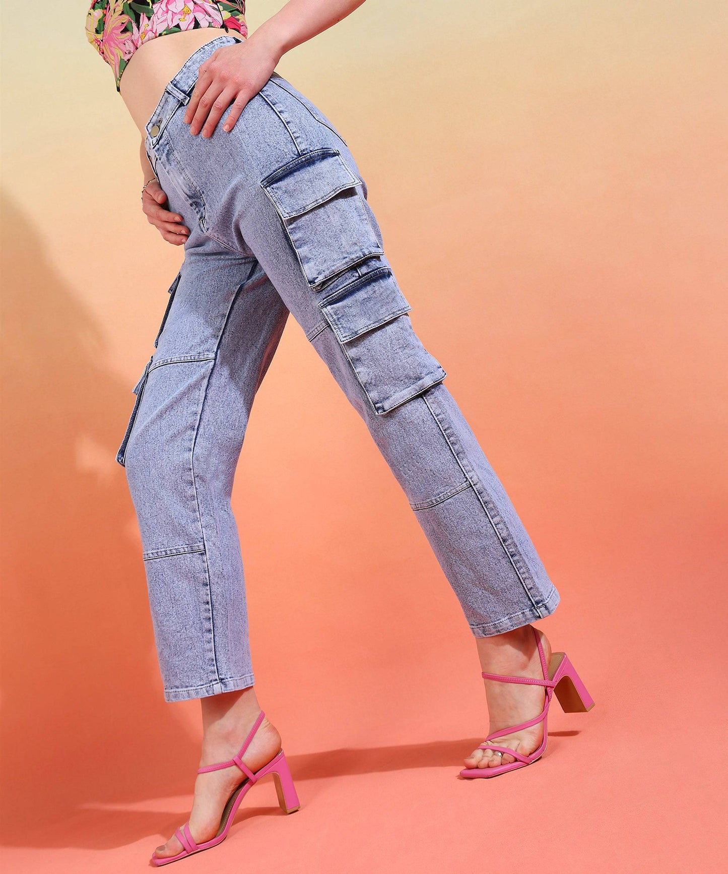 Cityscape Chic Cargo Jeans - Glossia Fashion