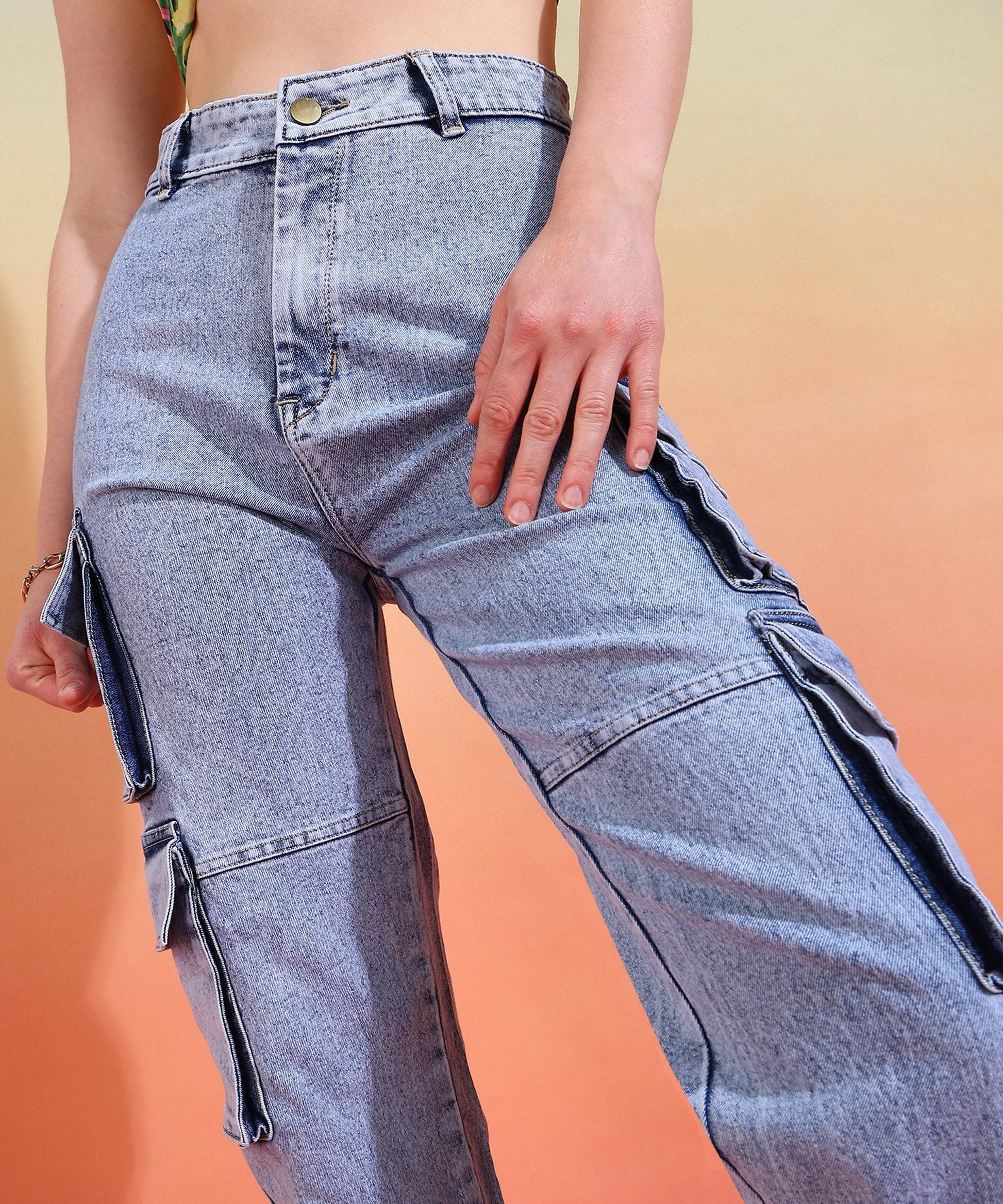 Cityscape Chic Cargo Jeans - Glossia Fashion