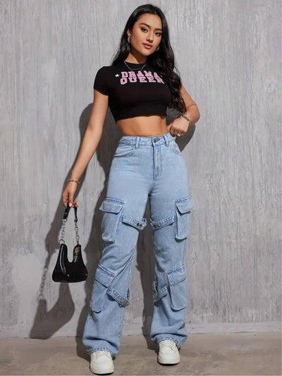 high rise wide leg straight fit loose jeans for women