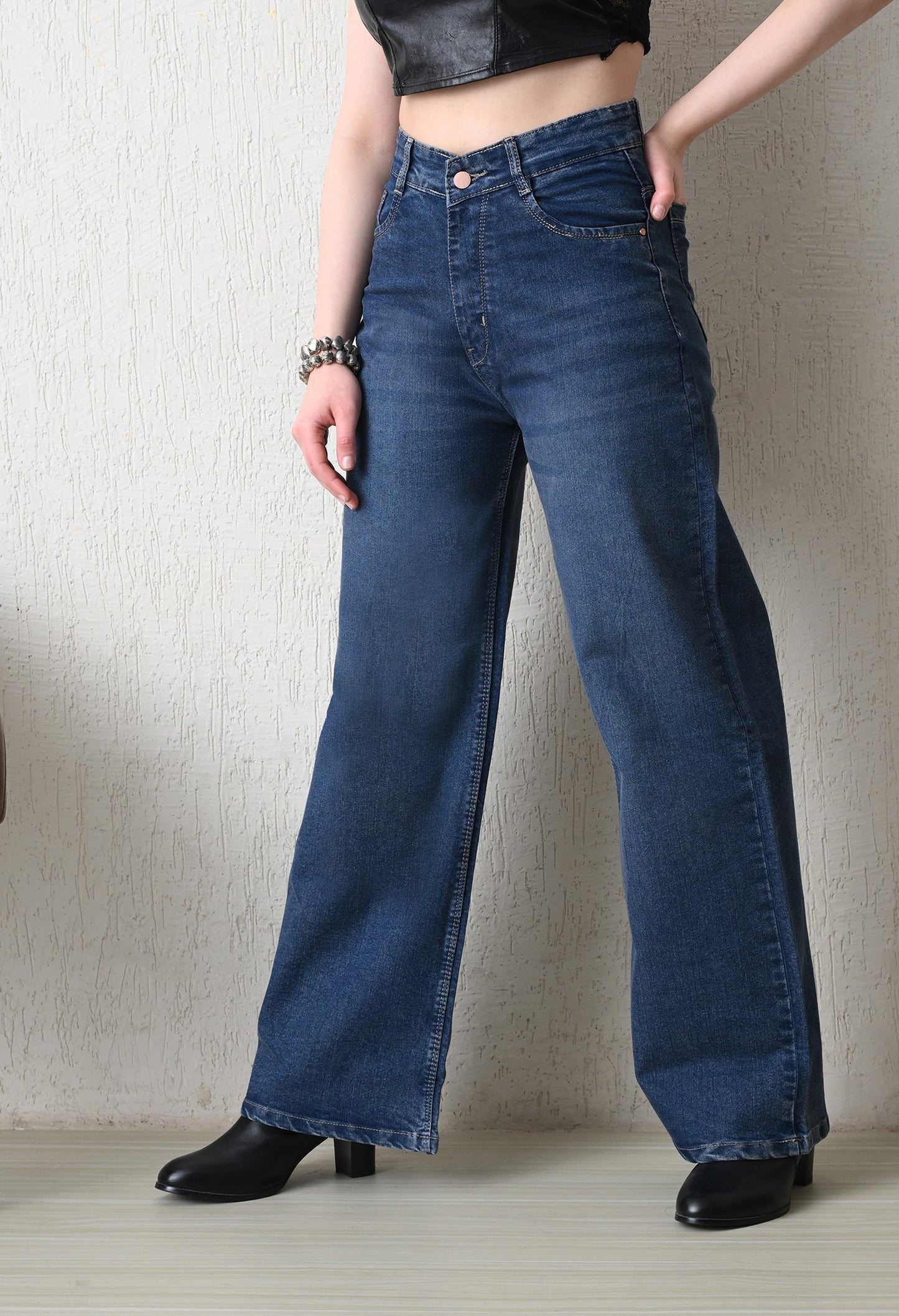 Midnight Acid Wash Wide-Leg Denim