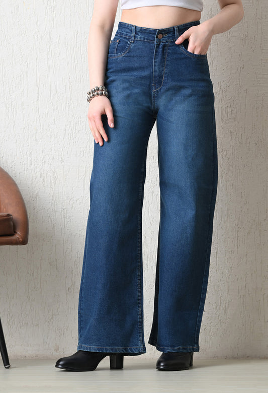 Blue Tint Wide-Leg Jeans