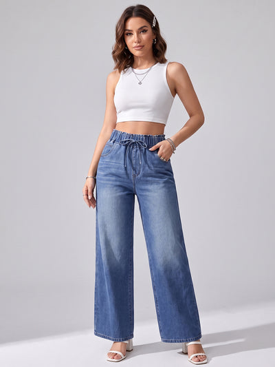Soft Life Drawstring Wide Legs – Blue