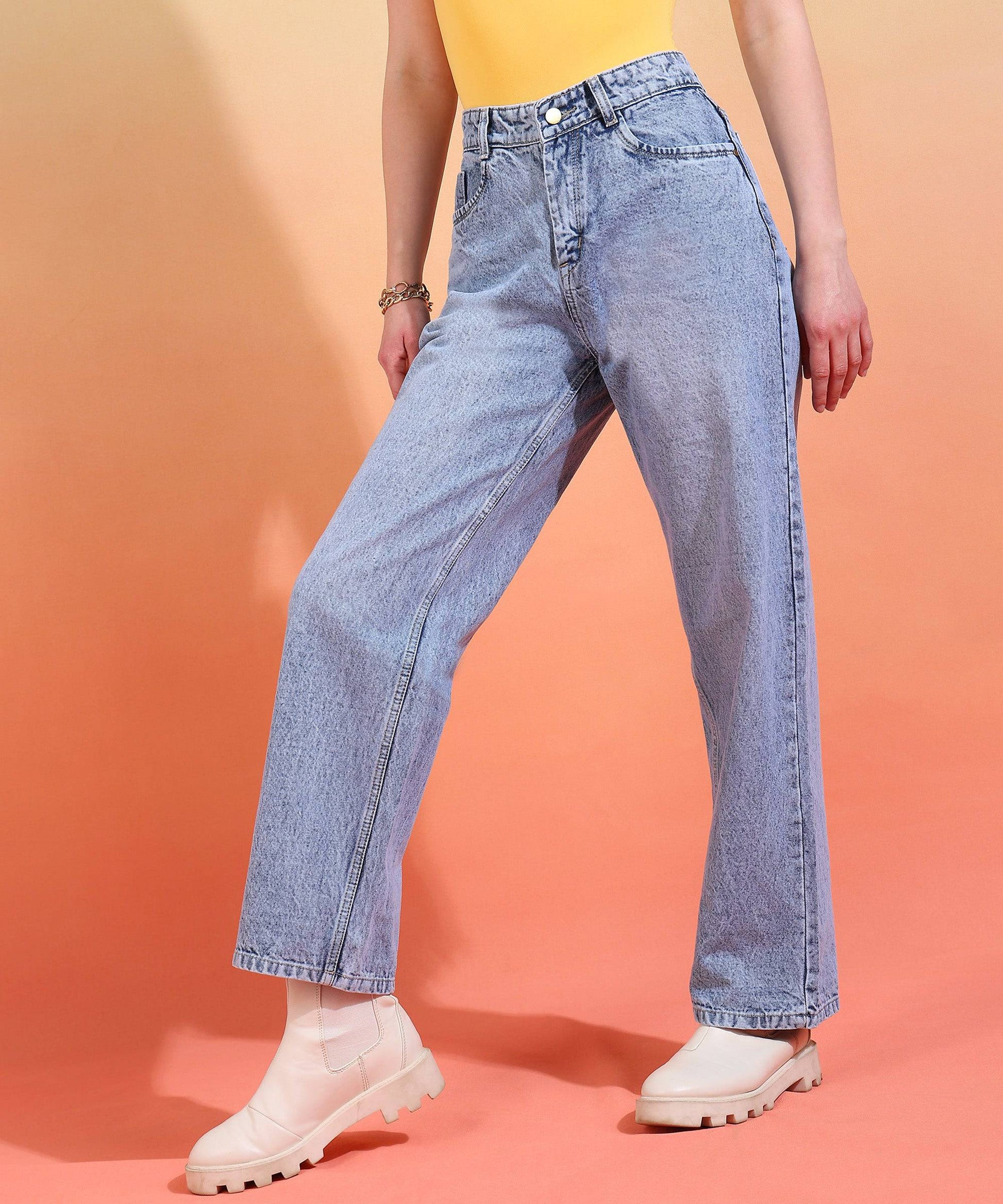 Stonewash Serenade Wide Leg Jeans - Glossia Fashion