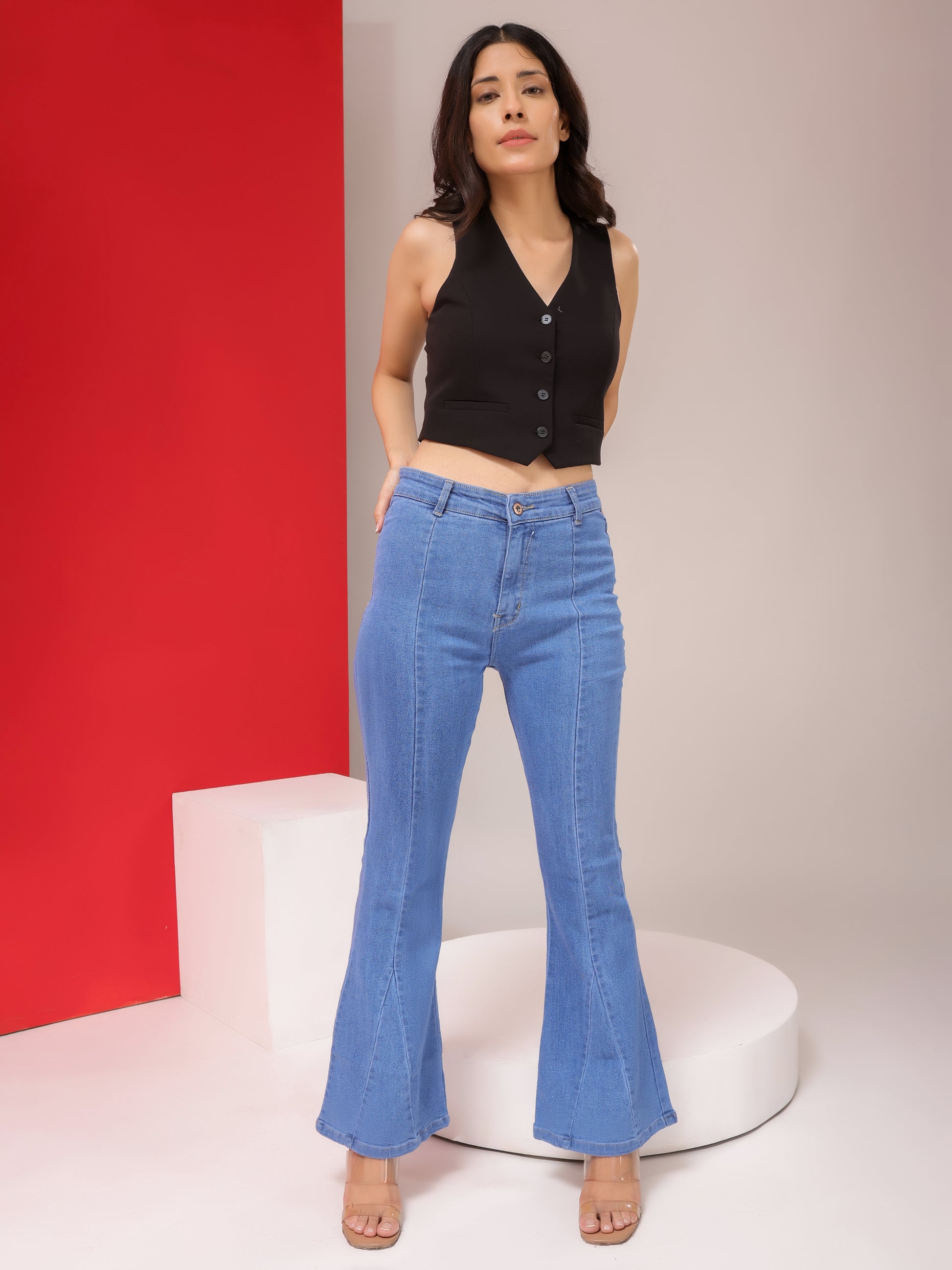 high rise wide leg straight fit loose jeans for women