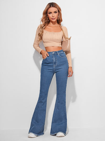 Timeless Fade High-Waist Bootcut – Blue Bootcut Jeans – Glossia Fashion