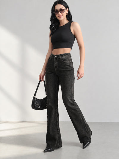 Moody Wash Bootcut Jeans – Black