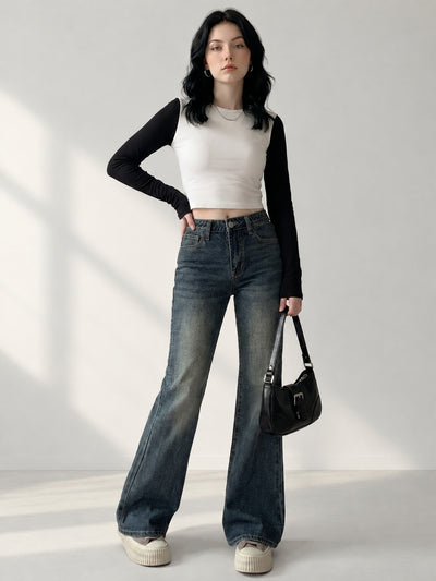 Vintage Tint Flared Bootcuts – Brown Blue