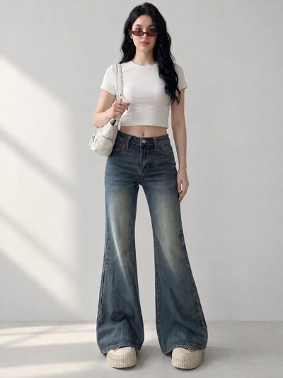 Vintage Tint Flared Bootcuts – Green Tint Blue