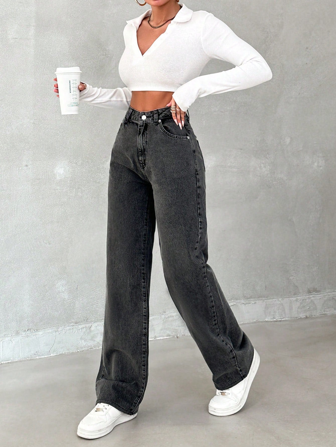Dew Drop High-Waist Stretchable Denim - Glossia Fashion