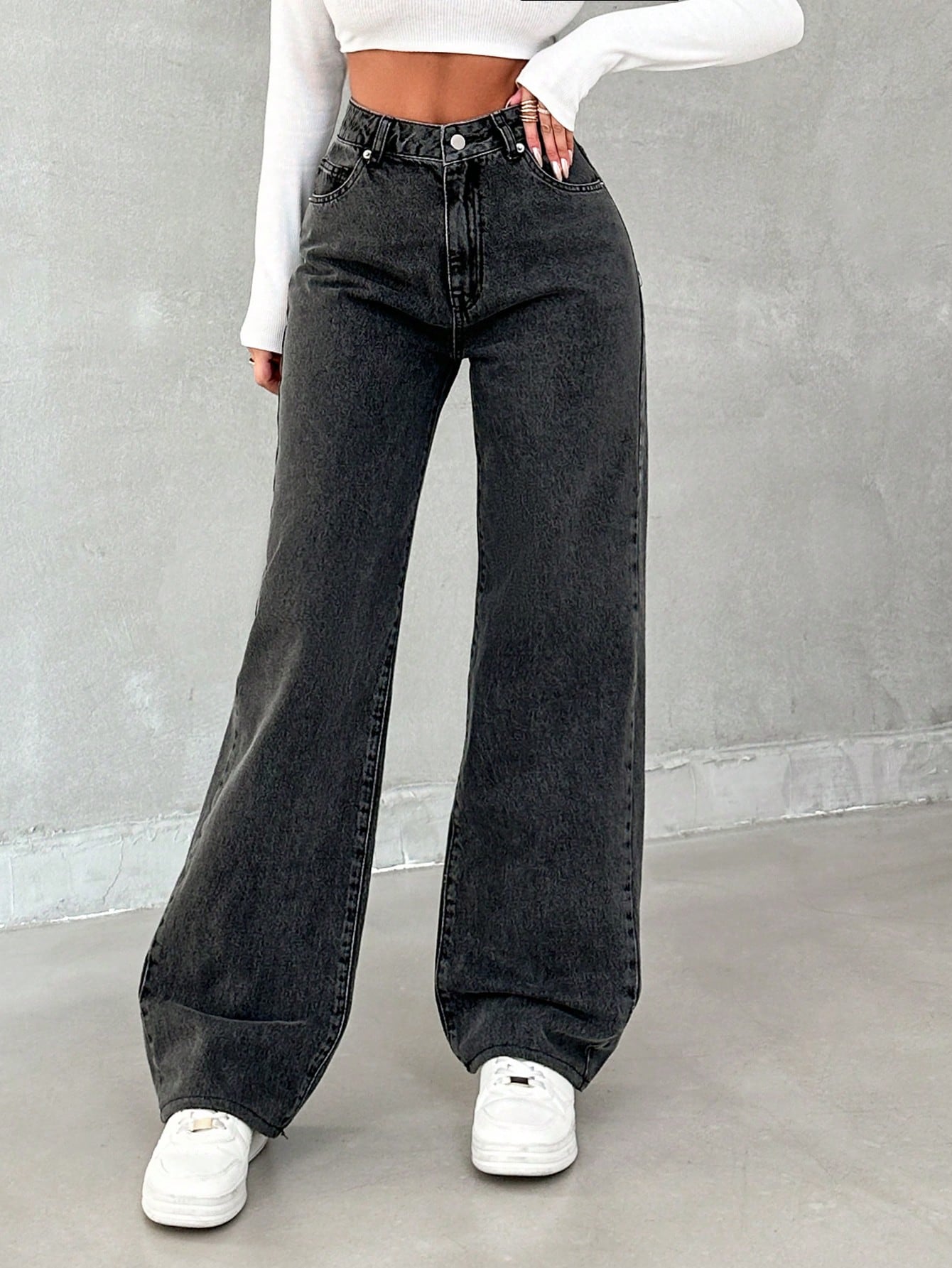 Dew Drop High-Waist Stretchable Denim - Glossia Fashion