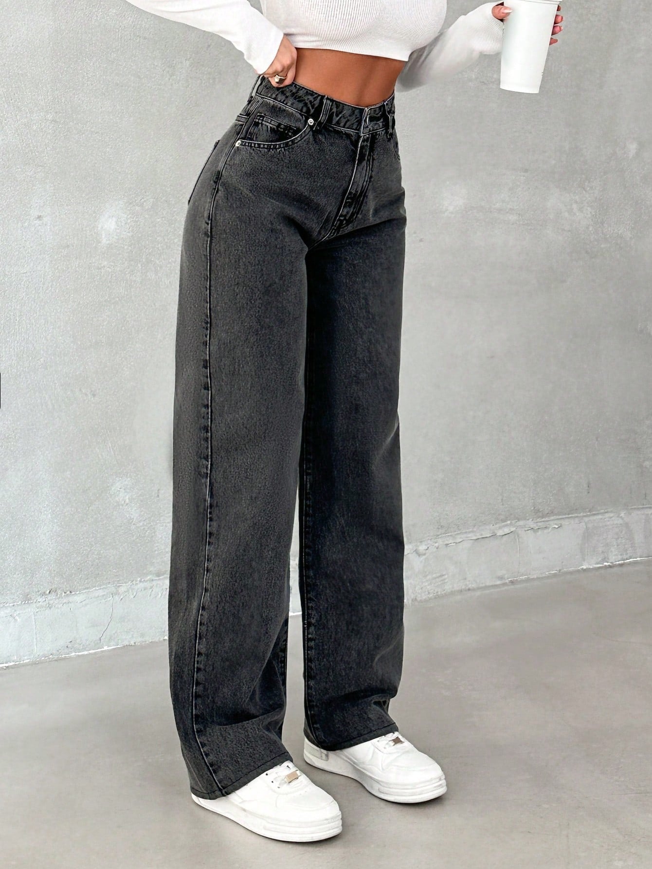 Dew Drop High-Waist Stretchable Denim - Glossia Fashion