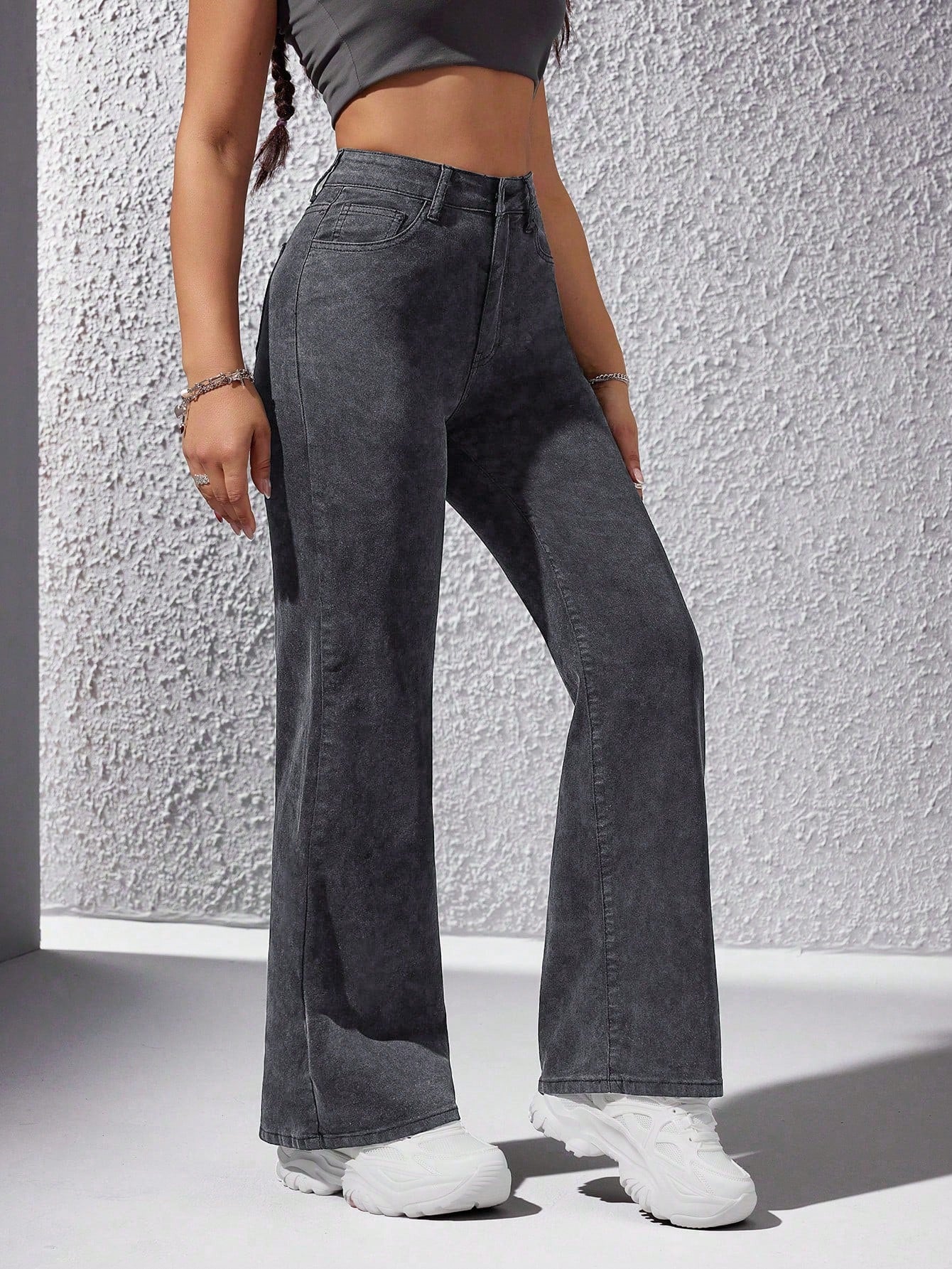 Obsidian Straight Fit High-Waist Denim - Glossia Fashion