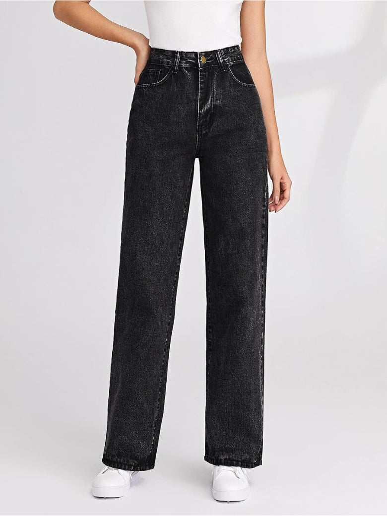 Stretchable Skyline Straight Leg Denim - Glossia Fashion