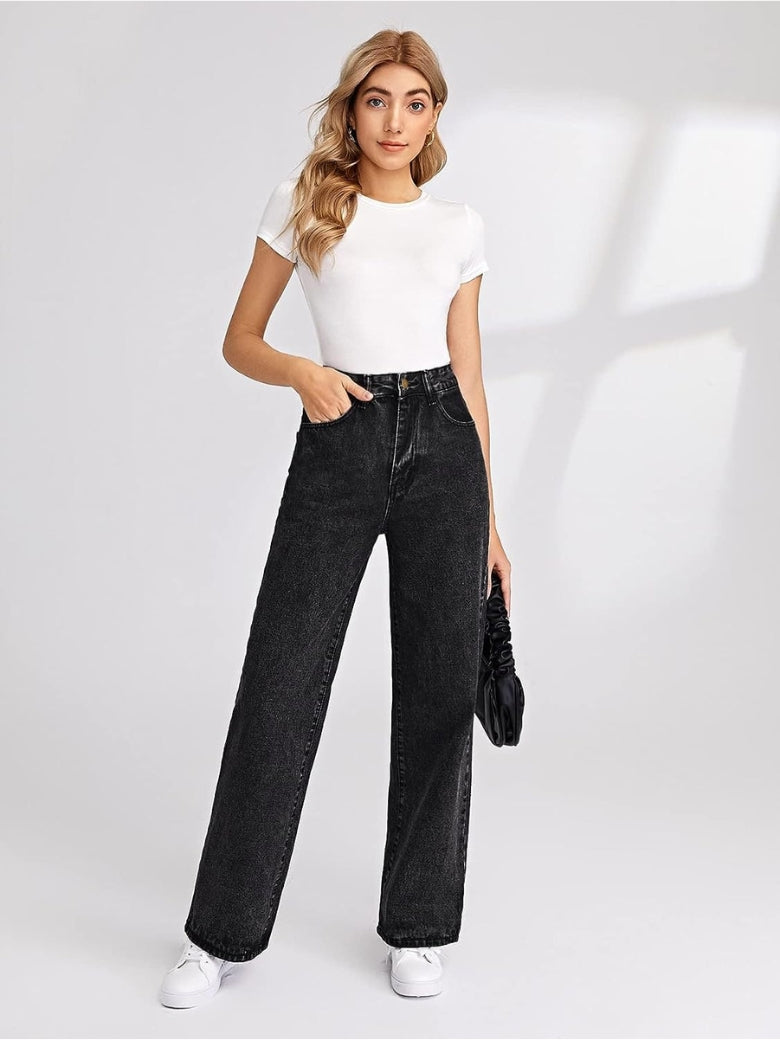 Stretchable Skyline Straight Leg Denim - Glossia Fashion