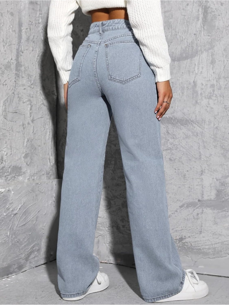 Stretchable Skyline Straight Leg Denim - Glossia Fashion