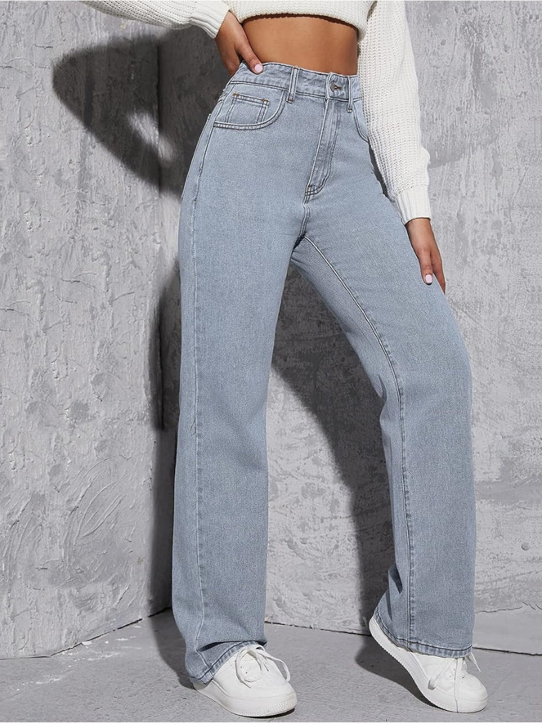 Stretchable Skyline Straight Leg Denim - Glossia Fashion