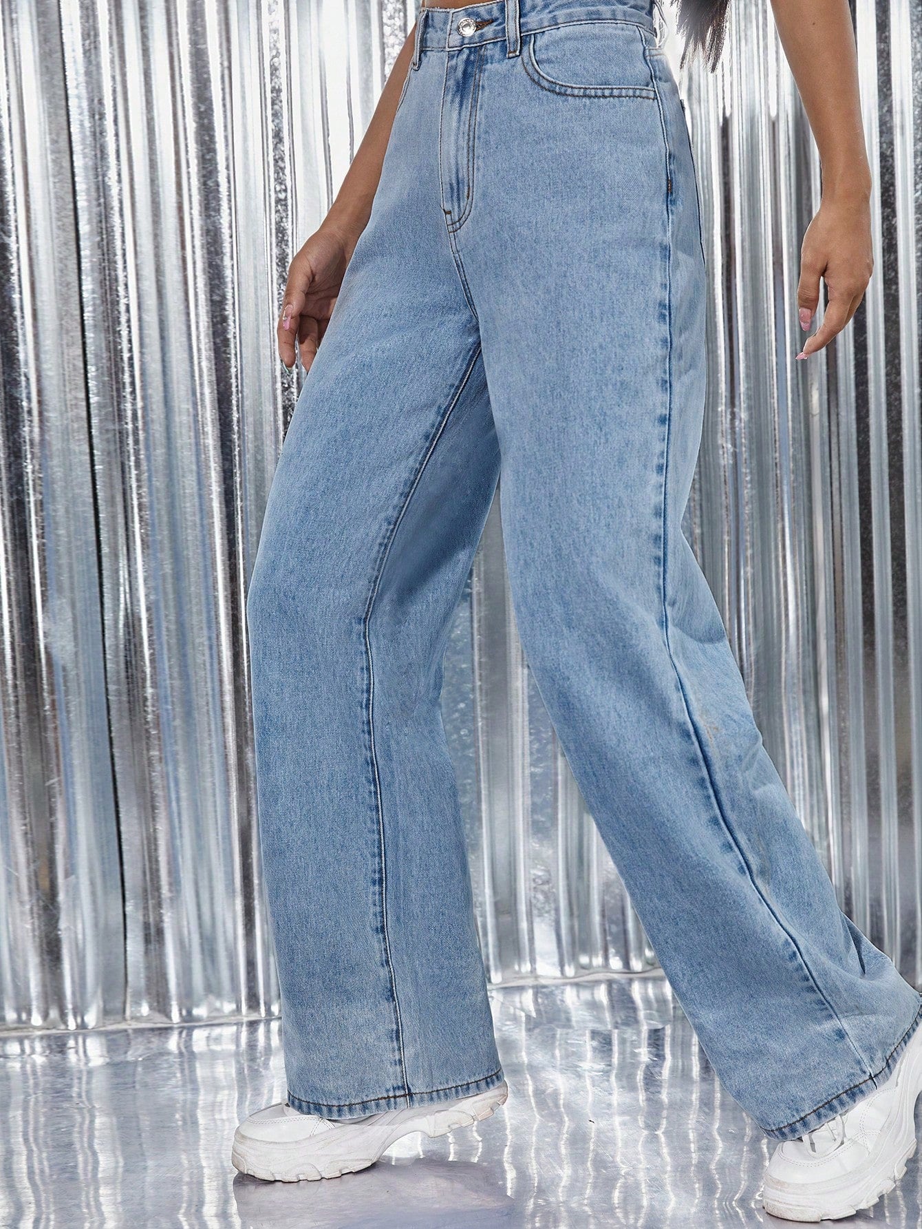Blush Tone High-Waist Soft Sculpt Jeans - Glossia Fashion