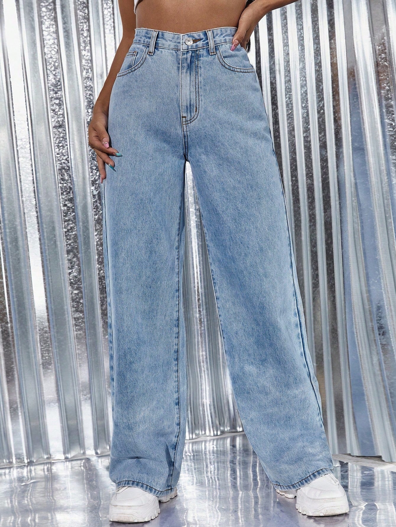 Blush Tone High-Waist Soft Sculpt Jeans - Glossia Fashion