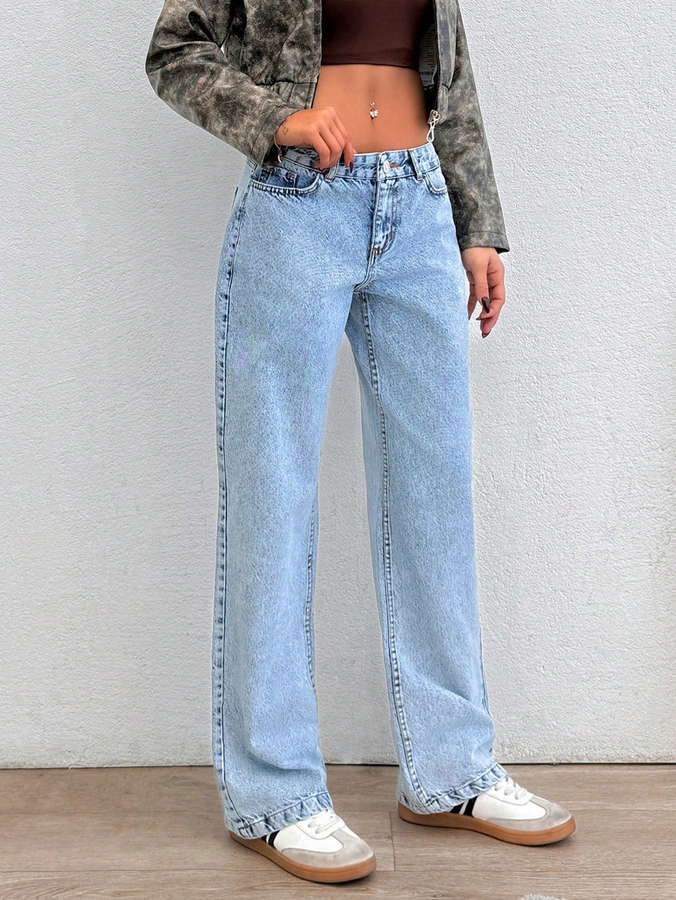 Light Mist Straight-Leg Denim - Glossia Fashion