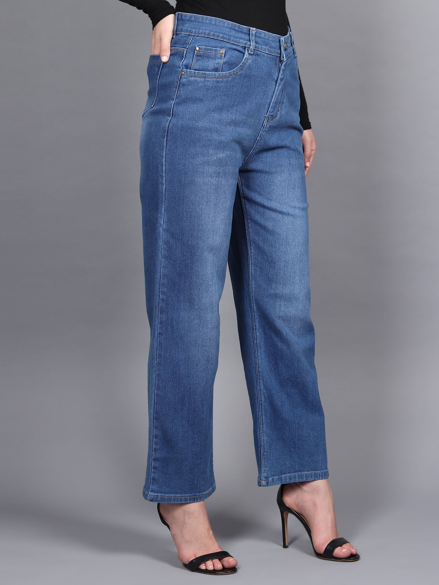 Whisker Serenade Stretchable Straight Jeans - Glossia Fashion