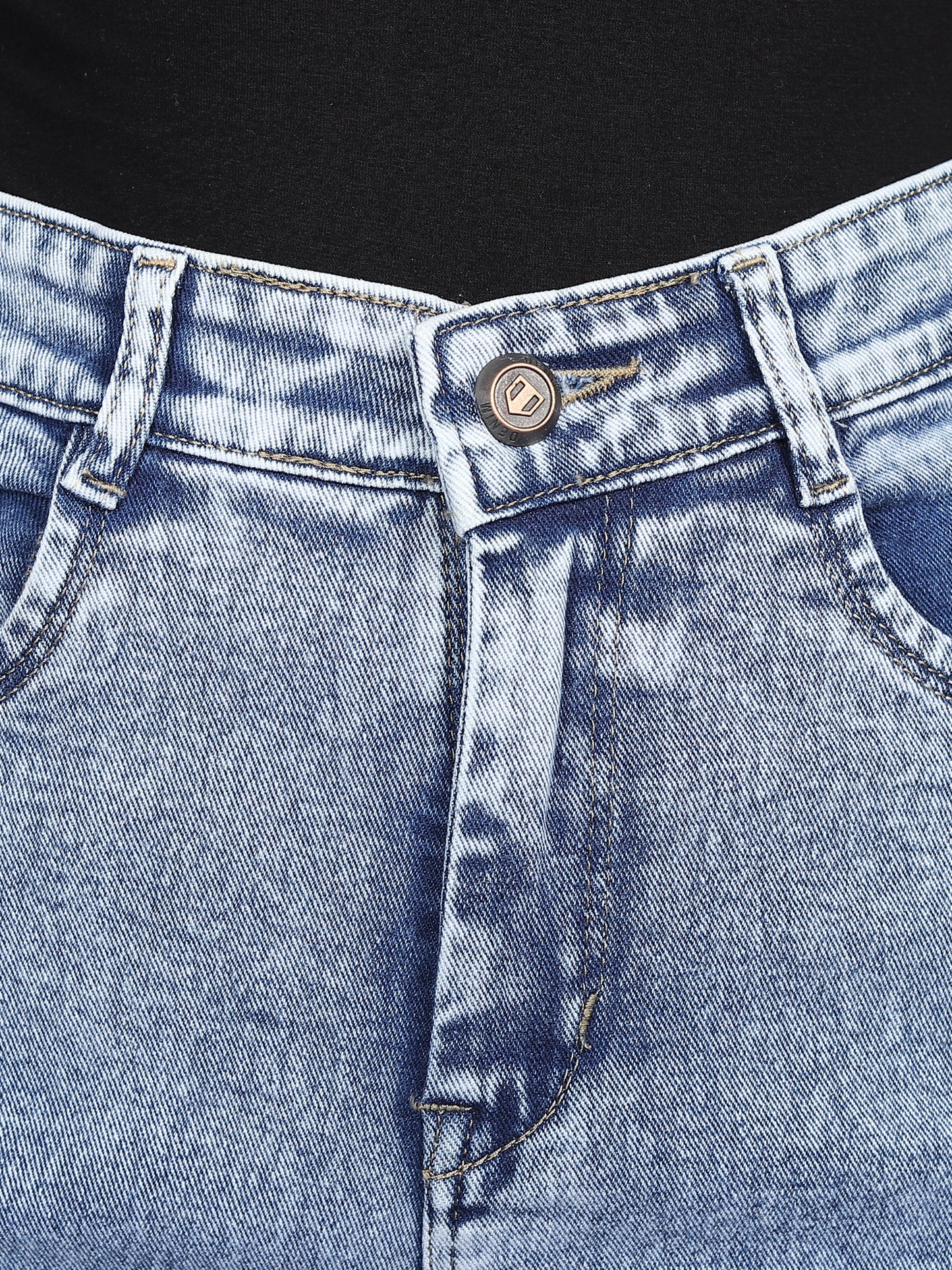 Stonewash Knee-Cut Wide Leg Jeans - Glossia Fashion