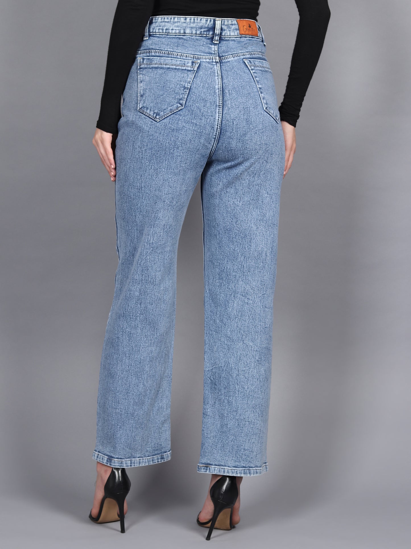 Stonewash Streamline Wide Fit Denim - Glossia Fashion