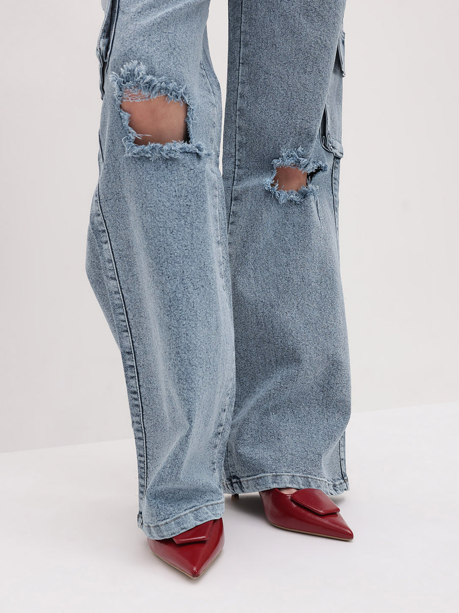 Fearless Fit Knee-Rip Cargo Jeans