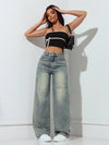 Dusty Mint Straight Wide Jeans