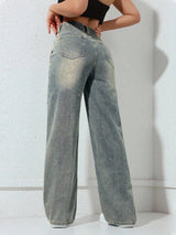 Dusty Mint Straight Wide Jeans