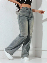 Dusty Mint Straight Wide Jeans