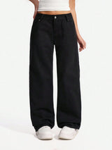 Blackline Straight Jeans – Black Straight Fit Jeans Front View – Glossia Fashion