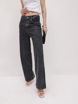 Evening Haze Straight fit Jeans – High Rise Straight Fit Jeans Front View – Glossia Fashion