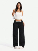 Blackline Straight Jeans – Black Straight Fit Jeans – Glossia Fashion