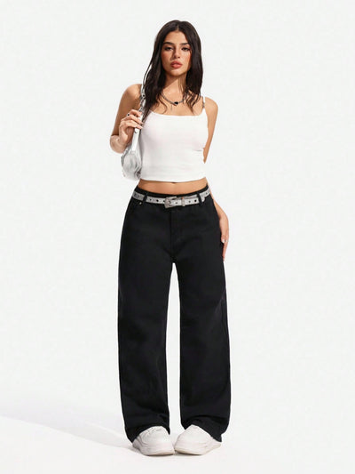 Blackline Straight Jeans – Black Straight Fit Jeans – Glossia Fashion
