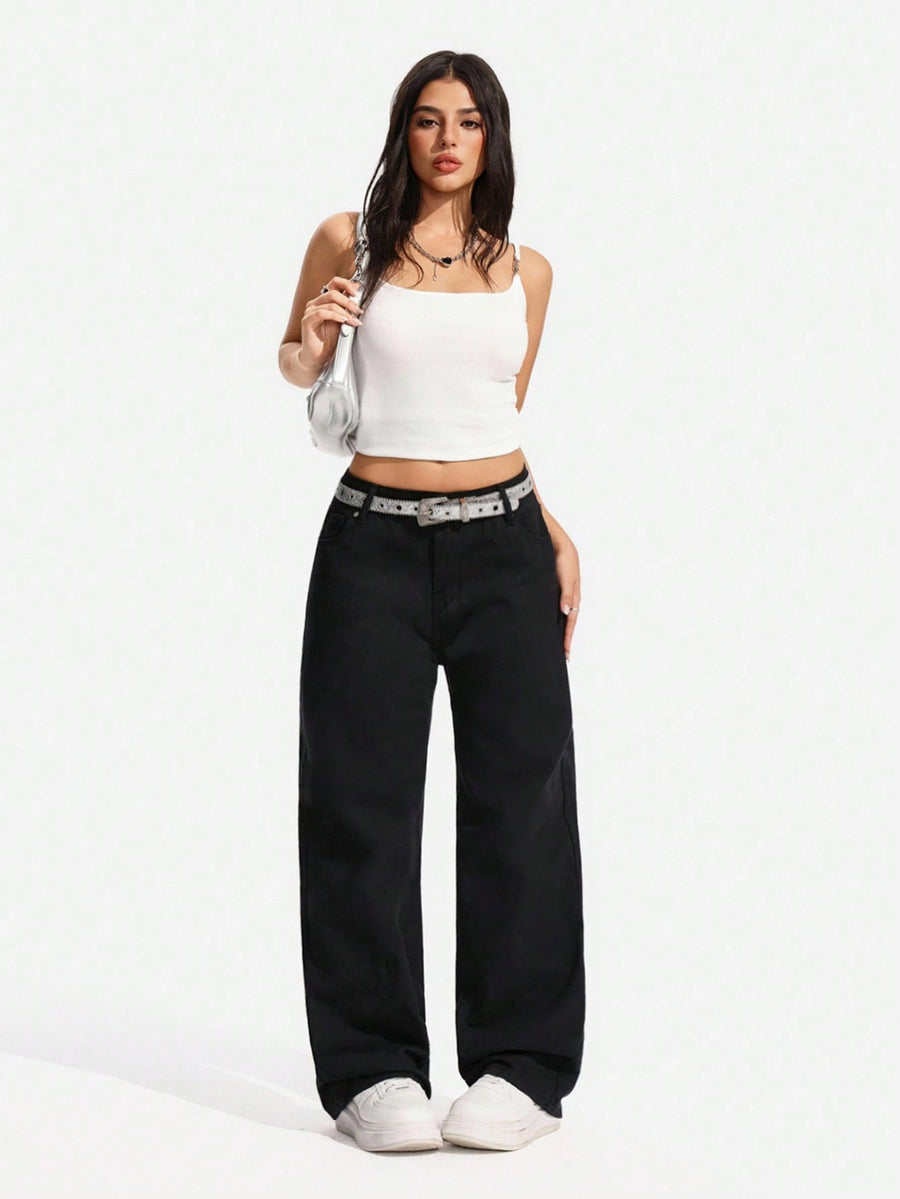 Blackline Straight Jeans – Black Straight Fit Jeans – Glossia Fashion