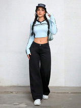 Signature Straight Denim – Black Straight Fit Jeans Style View – Glossia Fashion